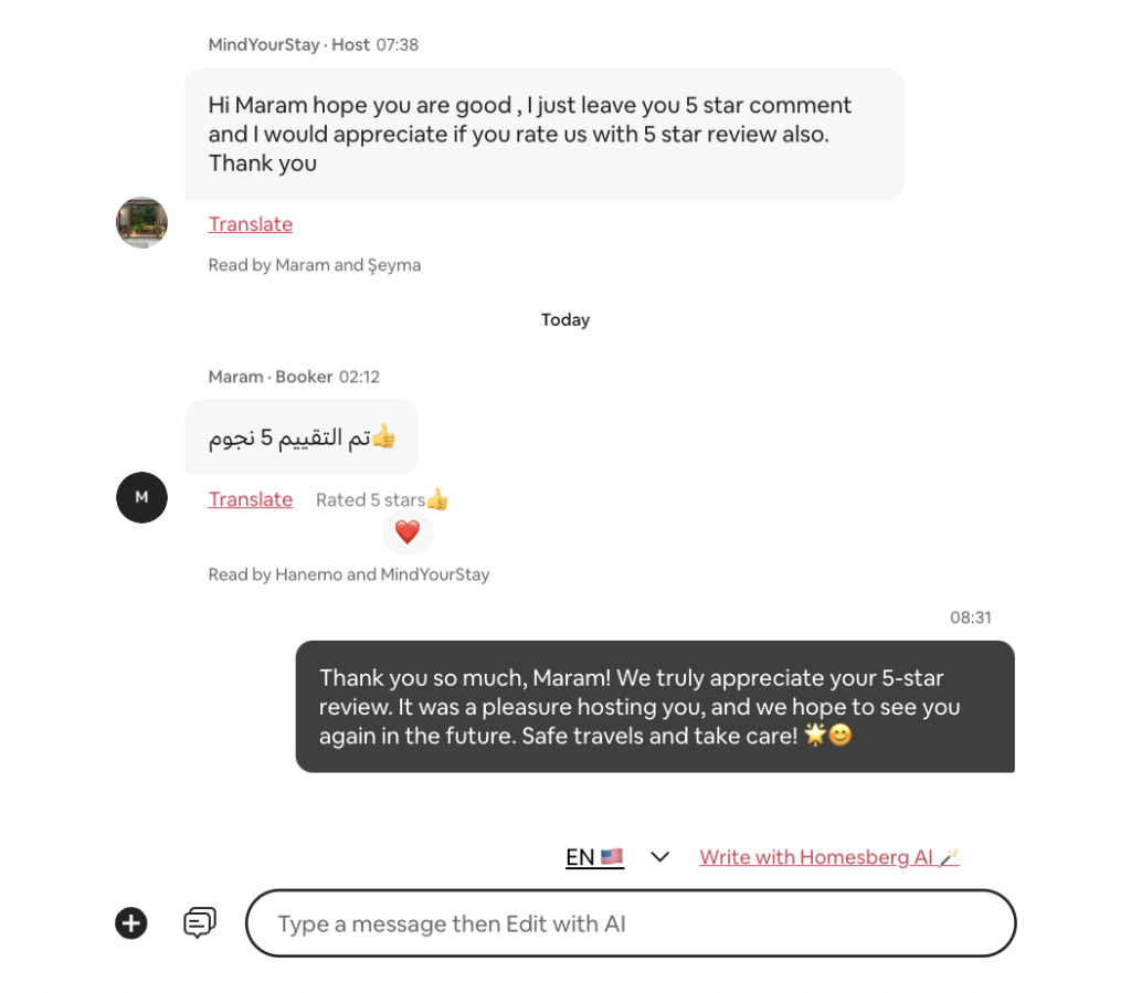 Short prompt rewritten into a professional Airbnb reply