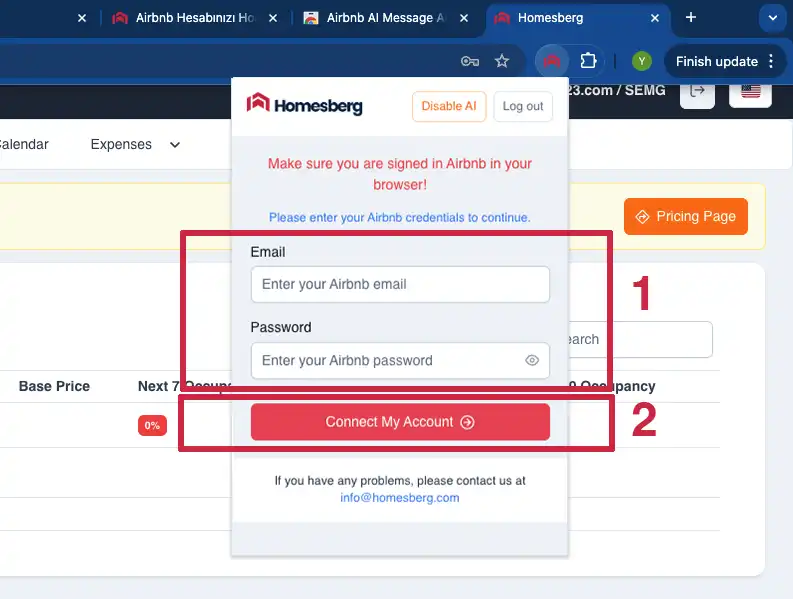 Step 10: Verify My Account button in the Homesberg extension